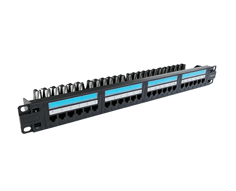 SPP-B66201-1 Cat.5e لوحة توصيل أمامية قابلة للإزالة مكونة من 24 منفذًا غير محمية